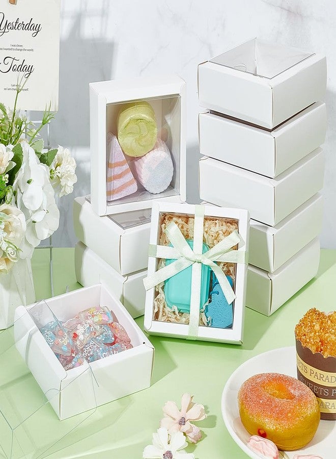 بينيكريت علب ورقية مربعة شفافة من بينيكريت، 20 قطعة، بنافذة شفافة من مادة PVC، مقاس 3.3 × 3.3 × 1.3 بوصة، علبة تغليف هدايا ورقية لحفلات الزفاف، وهدايا الأعياد، والشوكولاتة، والبسكويت، والحرف اليدوية الصغيرة. - Image 5